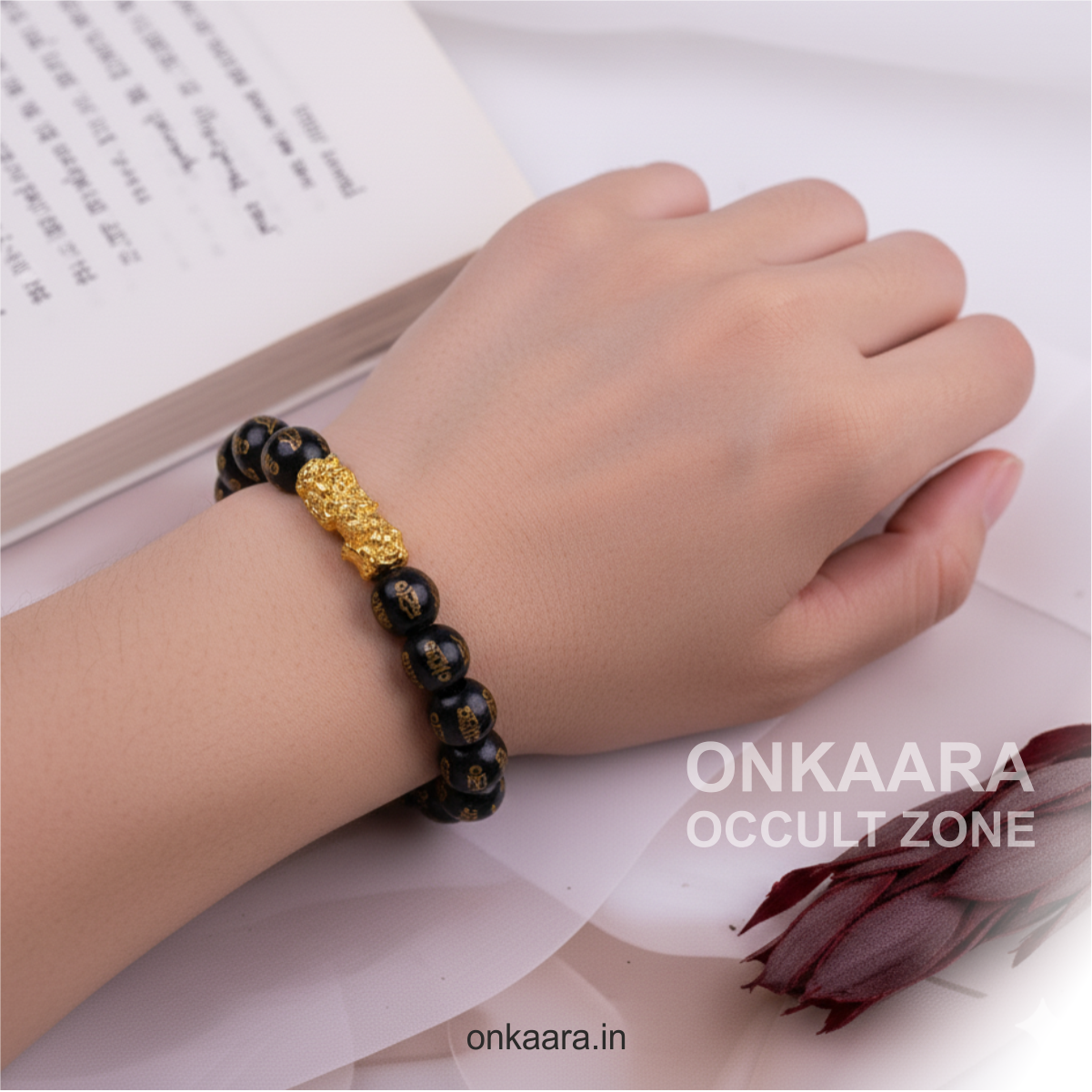 Luxury Pixu bracelet made of natural obsidian beads for wealth and protection